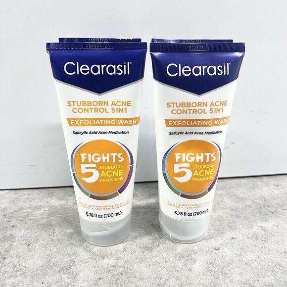 Clearasil Stubborn Acne Control 5 in 1 Exfoliating Wash 4 PACK - Picture 1 of 3
